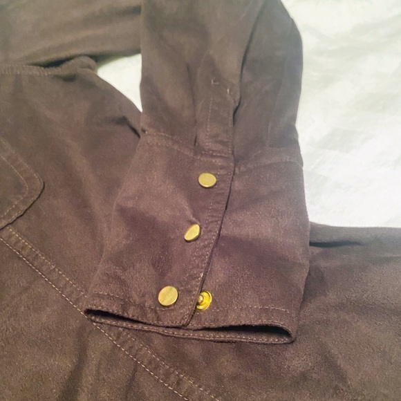 Vertigo, M women’s off the shoulder cut out/ long sleeve faux suede brown top - Picture 5 of 13